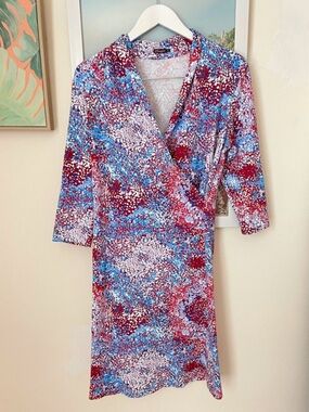 J McLaughlin Faux Wrap Panama Artsy Print Dress Catalina Cloth in Medium